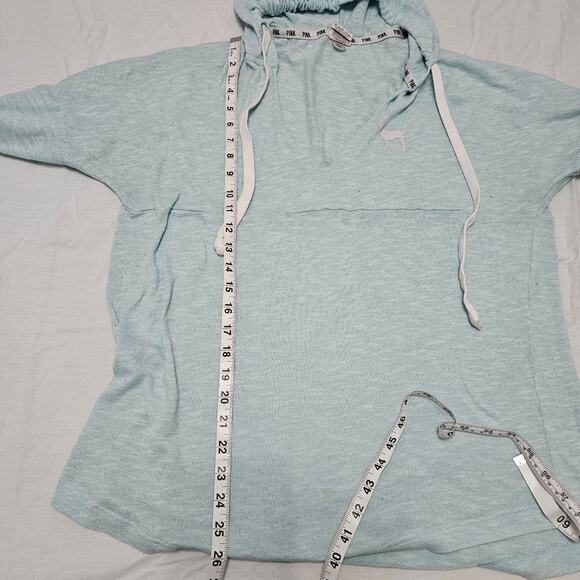 PINK Victoria's Secret Blue Lightweight Hooded Sweater Size Large - Picture 6 of 7